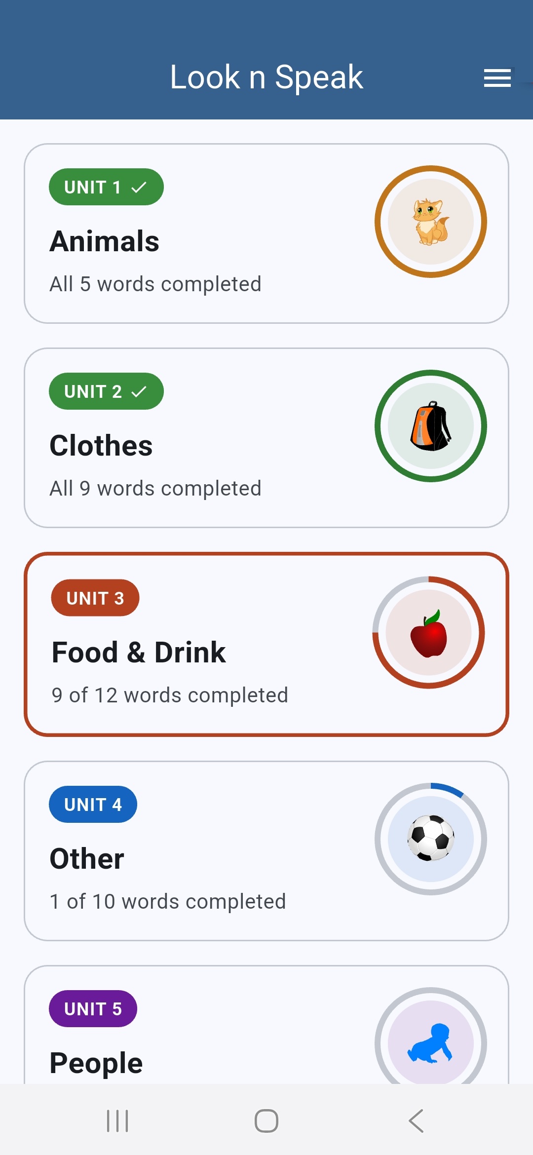 Look n Speak Android app screenshot